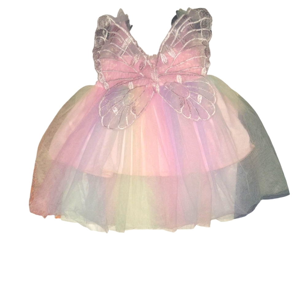 Shein BUTTERFLY BACK Pastel Mesh Layered Dress